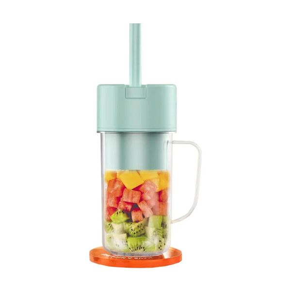 Copo Caneca Liquidificador Mini Juicer 380ml com tampa e canudo Recarregavel Portatil