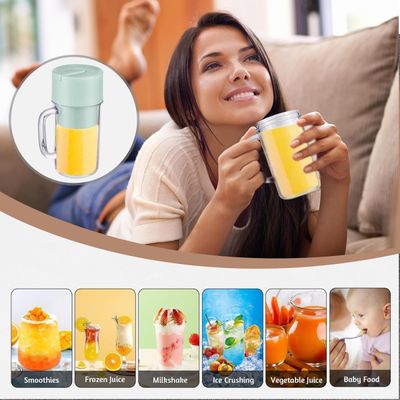 Copo Caneca Liquidificador Mini Juicer 380ml com tampa e canudo Recarregavel Portatil