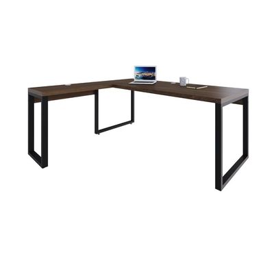 Mesa Em L Presidente 190x160x75cm Yon - Nogueira-est.preta Nogueira-est.preta