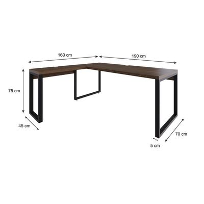 Mesa Em L Presidente 190x160x75cm Yon - Nogueira-est.preta Nogueira-est.preta
