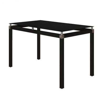 Mesa de Jantar Malva 4 Lugares Retangular Vidro Temperado 107CM Preto Moderno Aço Carbono