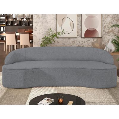 Sofá 5 Lugares Para Sala De Estar Living 280cm Theo D06 Bouclê Cinza - Mpozenato