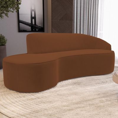 Sofá Living 4 Lugares 280cm Braço Direito Mozart D06 Veludo Telha - Mpozenato