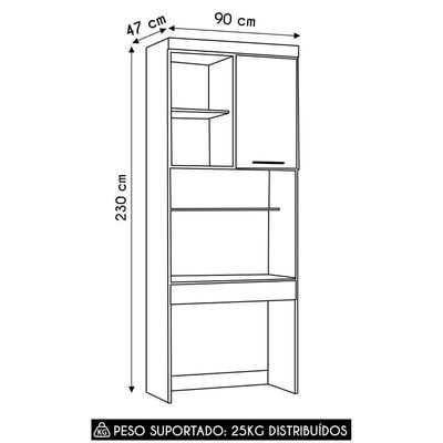 Escrivaninha Bancada Estudo Modulada 90cm Delphi Avelã/branco L01 - Mpozenato