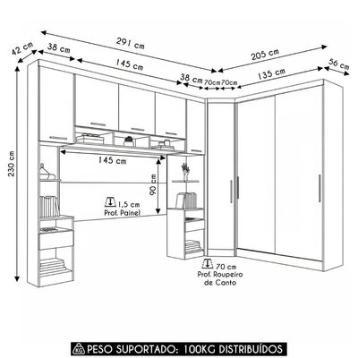 Guarda Roupa Casal Modulado Cp07 Taiga Avelã/branco L01 - Mpozenato