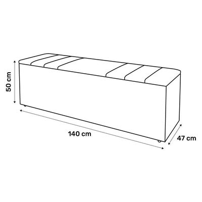 Calçadeira Baú Grace 140CM Casal Sintético com Estrutura Madeira Preto