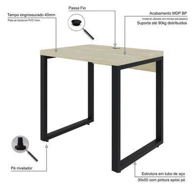 Mesa Operacional 80x60x75cm Yon - Ciliegio-est.preta Ciliegio-est.preta