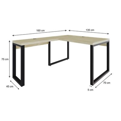 Mesa Em L Operacional 135x160x75cm Yon - Ciliegio-est.preta Ciliegio-est.preta