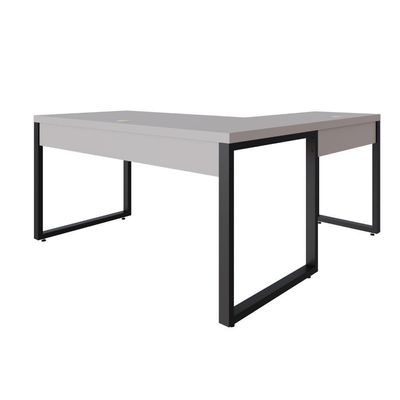 Mesa Em L Diretor 150x160x75cm Yon - Off White-est.preta Off White-est.preta