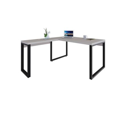 Mesa Em L Diretor 150x160x75cm Yon - Off White-est.preta Off White-est.preta