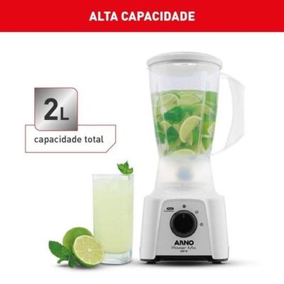 Liquidificador Arno Power Mix 550W 2L com 4 Lâminas Zelkrom e 3 Velocidades Branco 110V