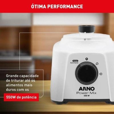 Liquidificador Arno Power Mix 550W 2L com 4 Lâminas Zelkrom e 3 Velocidades Branco 110V