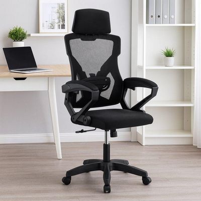 Cadeira de Escritório Presidente Executiva Gamer Tela Mesh Base Giratória Preto