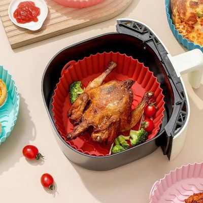 Forma De Silicone Flexível Lavável Para Air Fryer Vermelha