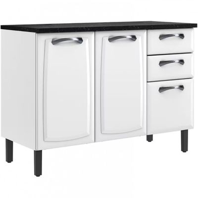 Balcão Triplo Itatiaia New Premium com 3 Portas, 2 Gavetas e 3 Prateleiras - 120cm de largura Branco