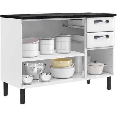 Balcão Triplo Itatiaia New Premium com 3 Portas, 2 Gavetas e 3 Prateleiras - 120cm de largura Branco