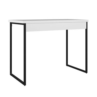 Escrivaninha Retangular Home Office Industrial sem Gavetas MDF 100CM Branco