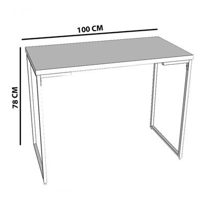 Escrivaninha Retangular Home Office Industrial sem Gavetas MDF 100CM Branco