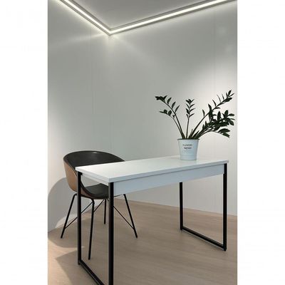 Escrivaninha Retangular Home Office Industrial sem Gavetas MDF 100CM Branco