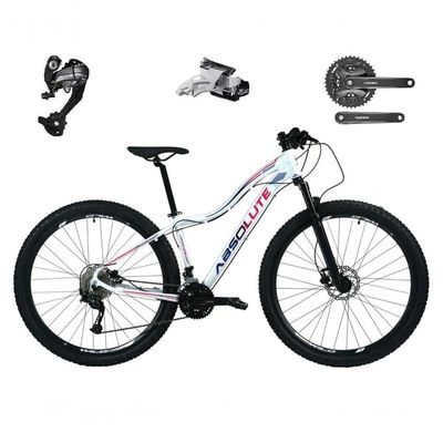 Bicicleta Aro 29 Absolute Hera Feminina Câmbios Shimano Altus 27v K7 Freio Hidráulico Garfo Com Trava Branco 17