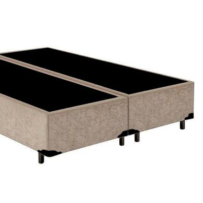 Cama Box Queen Bipartido Suede Mega Cama Bege 158x198x42cm