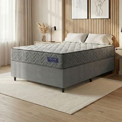 Cama Box Desmontável Colchão Queen Molas Ensacadas Atlanta Cinza