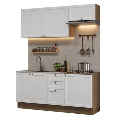 Armário De Cozinha Compacta 180 Cm Rustic/branco Vik Madesa 01 Rustic/branco