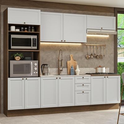 Armário De Cozinha Completa 270 Cm Rustic/branco Vik Madesa 01 Rustic/branco