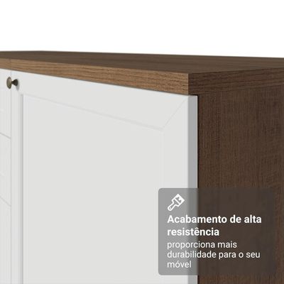 Balcão De Cozinha 120 Cm 2 Portas 3 Gavetas Rustic/branco Vik Madesa Rustic/branco