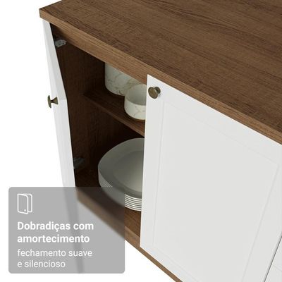 Balcão De Cozinha 120 Cm 2 Portas 3 Gavetas Rustic/branco Vik Madesa Rustic/branco