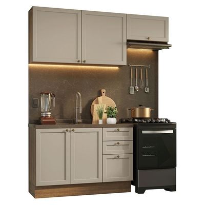 Armário De Cozinha Compacta 180 Cm Rustic/crema Vik Madesa 02 Rustic/crema