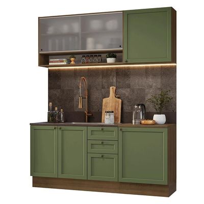 Armário De Cozinha Compacta 180 Cm Rustic-verde Vik Madesa 03 Rustic-verde