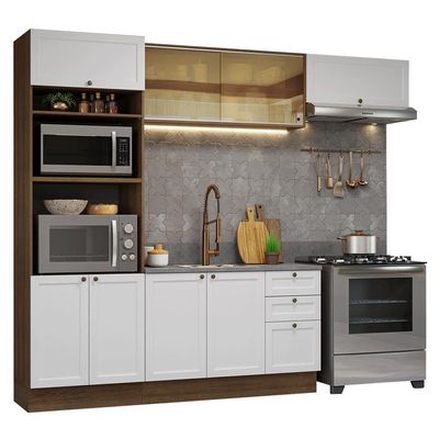 Armário De Cozinha Completa 270 Cm Rustic-branco Vik Madesa 04 Rustic-branco