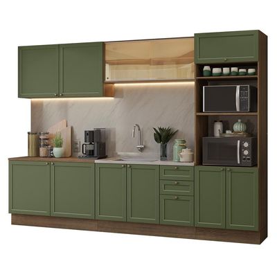Armário De Cozinha Completa 310 Cm Vik Madesa 01 Rustic/verde