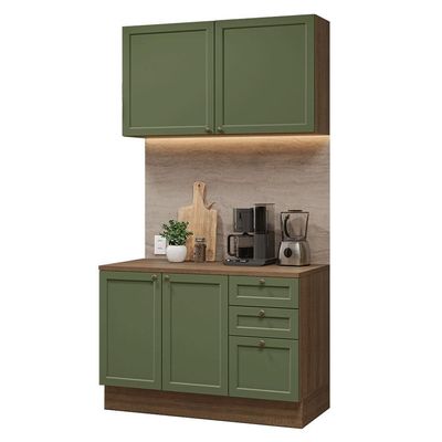 Armário De Cozinha Compacta 120 Cm Rustic-verde Vik Madesa 01 Rustic-verde