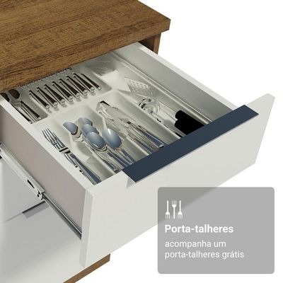 Armário De Cozinha Completa 190cm Stella Madesa Rustic Branco