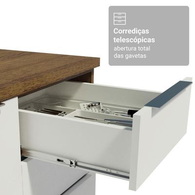 Armário De Cozinha Completa 190cm Stella Madesa Rustic Branco