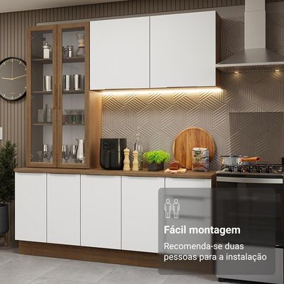 Armário De Cozinha Completa 190cm Stella Madesa Rustic Branco