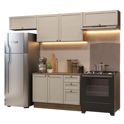 Armário De Cozinha Completa 280 Cm Rustic/crema Vik Madesa 01 Rustic/crema