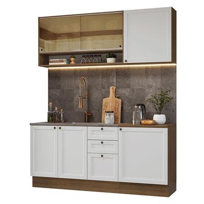 Armário De Cozinha Compacta 180 Cm Rustic-branco Vik Madesa 04 Rustic-branco