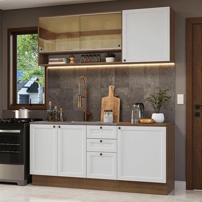 Armário De Cozinha Compacta 180 Cm Rustic-branco Vik Madesa 04 Rustic-branco