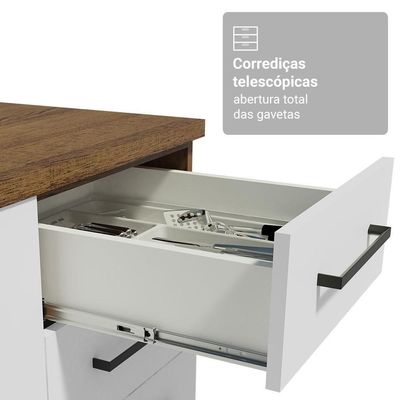 Armário De Cozinha Completa 190cm Com Cristaleira Agata Madesa Rustic Branco
