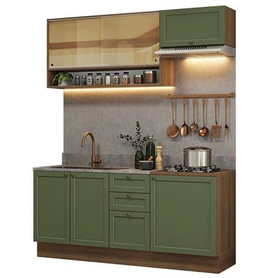 Armário De Cozinha Completa 180 Cm Rustic-verde Vik Madesa 05 Rustic-verde