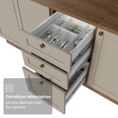 Armário De Cozinha Completa 270 Cm Rustic/crema Vik Madesa 04 Rustic/crema