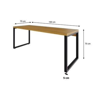 Mesa Presidente 190x70x75cm Yon - Acácia Mel-est.preta Acácia Mel-est.preta