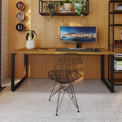 Mesa Presidente 190x70x75cm Yon - Acácia Mel-est.preta Acácia Mel-est.preta