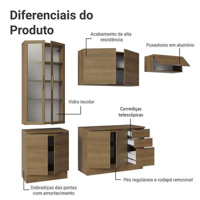 Armário De Cozinha Completa 270cm Rustic Stella Madesa 11