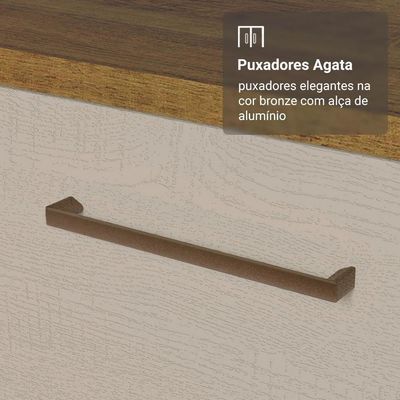 Armário De Cozinha Completa 190cm Com Cristaleira Agata Madesa Rustic Crema