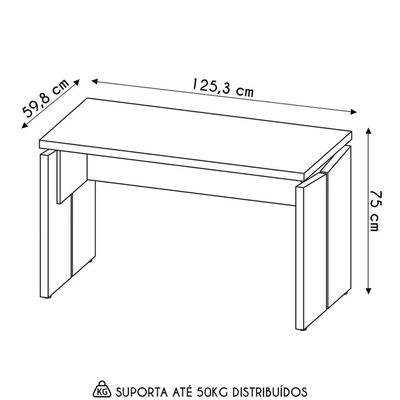 Mesa Para Escritório Home Office 125cm Corp A06 Nogal-preto - Mpozenato