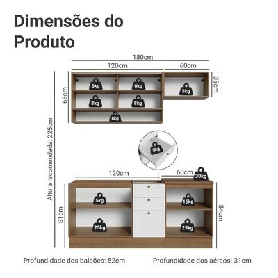 Armário De Cozinha Completa 180 Cm Rustic-branco Vik Madesa 05 Rustic-branco
